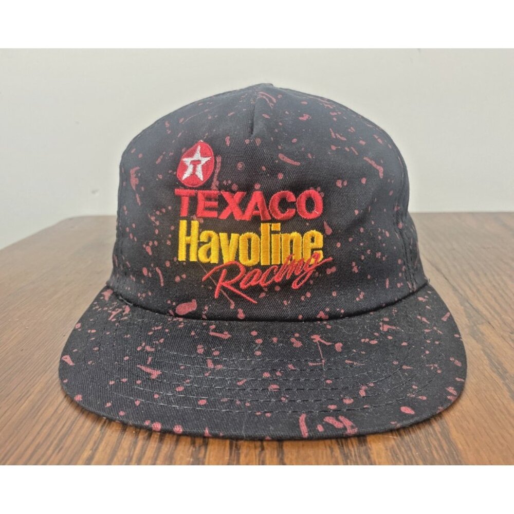 Vtg Texaco Havoline Racing Hat Splatter Sports Image Snapback Cap USA RARE 1989